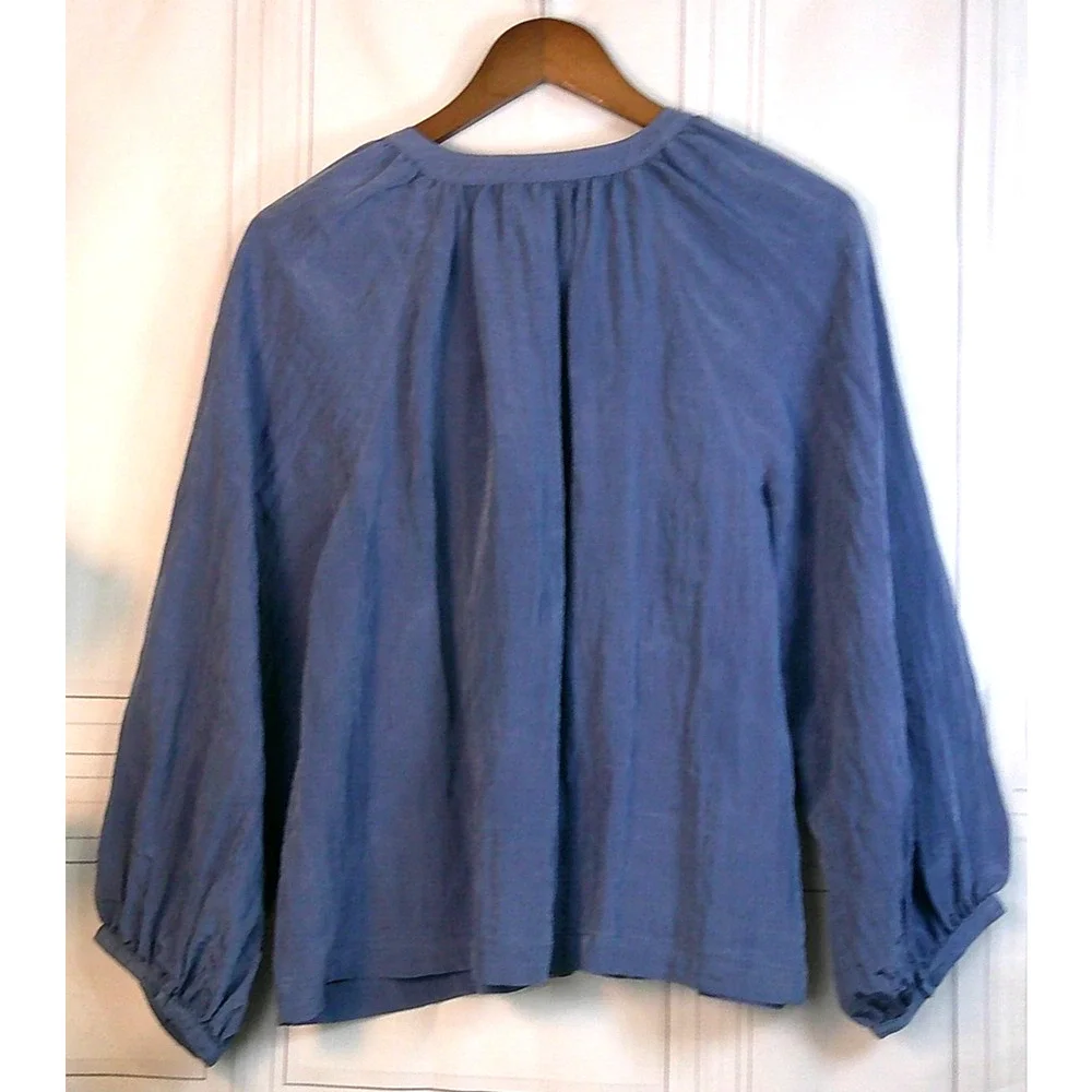 a.n.a. Blue Crinkled Polyester Long Sleeve Top Blouse-Large NWT/RTL $44 - Picture 6 of 11